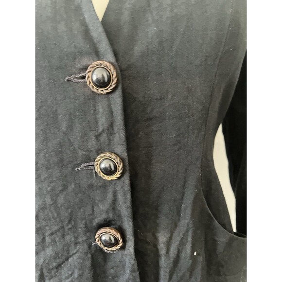 PETITE SOPHISTICATE Womens 6P Black Blazer Pinstripe Full Button Padded Shoulder - Picture 8 of 8